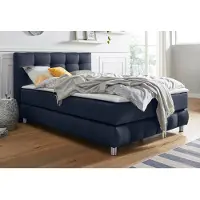 Home affaire Boxspringbett "Salo XXL", blau, B:154cm L:231cm, Komplettbetten, Boxspringbett, in Samtoptik oder Struktur, 6 Breiten in Überlänge 220cm, 4 Härtegrade