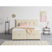 Home affaire Boxbett "Kederleicht", beige, B:195cm L:213cm, Komplettbetten, Boxbett, inklusive Bettkasten & Topper, in 4 Breiten und 2 Härtegraden
