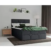 Leonique Boxspringbett "Ambre", grau (anthrazit), B:184cm L:210cm, Komplettbetten, Boxspringbett, mit Taschen-Federkernmatratze
