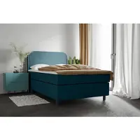 Home affaire Boxspringbett "Marausa", blau, B:71cm L:208cm, 100% PES, Komplettbetten, Boxspringbett, mit Taschen-Federkernmatratze, mit dekorativer Kedernaht