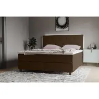 Inosign Boxspringbett "Alenika", braun (choco), B:181cm L:208cm, 100% Polyester, Komplettbetten, Boxspringbett, mit LED - Beleuchtung, mit Taschen-Federkernmatratze