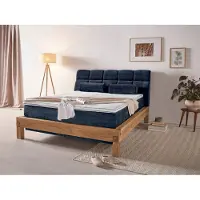 Home affaire Boxspringbett "Villads", blau, B:179cm L:231cm, Komplettbetten, Boxspringbett, Liegefläche: 160/200 cm aus Balkeneiche, Inside-Boxspring-Unterbau