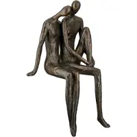 Casablanca by Gilde Kantenhocker "Skulptur XL Couple", braun (bronzefarben), B:19cm H:35cm T:13cm, Kunstharz, Dekofiguren, Kantenhocker, Sitzendes Paar mit Antikfinish, bronzefarben, Wohnzimmer
