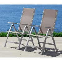 Merxx Gartenstuhl "Amalfi", grau (taupe), B:60cm H:108cm T:70cm, Obermaterial: 100% Polyester, Stühle, Gartenstuhl, 2er Set, Alu/Textil, verstellbar
