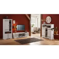 Otto Home Highboard , weiß, B:120cm H:130cm T:35cm, Sideboards, Highboard, Stauraumschrank aus massivem Kiefernholz, Breite 120 cm