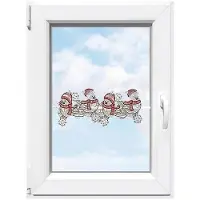 Stickereien Plauen Scheibengardine "Wintervögel" Gr. 1, rot (weiß, rot), B:82cm H:12cm, Polyester, Gardinen, Scheibengardine, Fensterdekoration "Wintervögel"