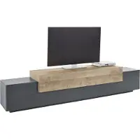 Web Furniture Moderne Design TV-Bank 240cm grau und Holz Corona Low Hound