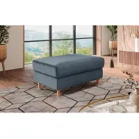 Home affaire Polsterhocker "Calypso", grau (grau, blau), B:100cm H:48cm T:65cm, 100%Polyester, Hocker, Polsterhocker, Holzfuesse mit Metallteller