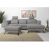 Sit&More Hocker SIT & MORE "Olsen", grau, B:89cm H:48cm T:59cm, 100% Polyester, Hocker, Hocker