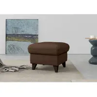 Sit&More Stauraumhocker SIT & MORE "Mellum", braun (dunkelbraun), B:58cm H:48cm T:58cm, 100% Polyester, Hocker, Stauraumhocker, mit Stauraum und wengefarbenen Holzfüßen