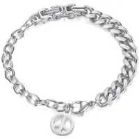 Firetti Edelstahlarmband "Schmuck Geschenk Peace, Frieden", silber (edelstahlfarben), Armbänder, 20cm, Edelstahl, Edelstahlarmband