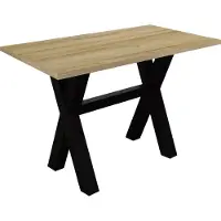 Mäusbacher Bartisch MÄUSBACHER, braun (schwarzstahl, alteichefarben, schwarzstahl), B:140cm H:105cm T:70cm, Tische, Bartisch, Gestell in X-Form (Breite 120, 140 oder 160 cm)