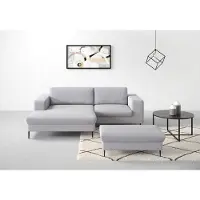 Domo Ecksofa "Modica kompakt und elegant, Breite 244, L-Form", silber, B:244cm H:83cm T:173cm, Sofas, Ecksofa, moderne Optik mit extrabreiter Recamiere, auch in Cord