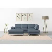 Sit&More Hocker SIT & MORE "Cabrio, B: 133 cm", blau (graublau), Hocker, B/H/T: 133cm x 48cm x 72cm, Leder, Hocker, individuell zu kombinieren, Federkern, B:133cm H:48cm T:72cm
