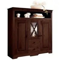 Otto Home Highboard "Lisa", braun (dunkelbraun), B:130cm H:125cm T:35cm, Massivholz, Sideboards, Highboard, Stauraumschrank aus massivem Kiefernholz, mit dekorativen Fräsungen