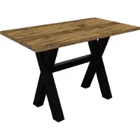 Mäusbacher Bartisch MÄUSBACHER, schwarz (schwarzstahl, plankeneichefarben, schwarzstahl), B:140cm H:105cm T:70cm, Tische, Bartisch, Gestell in X-Form (Breite 120, 140 oder 160 cm)