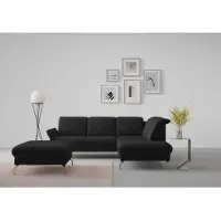 Sit&More Ecksofa SIT & MORE "Fashion L-Form", schwarz, B:250cm H:84cm T:207cm, Sofas, Ecksofa, wahlweise mit Kopfteilverstellung, Vorziehsitz, motorisch, Nickelfüße