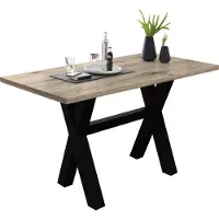 Mäusbacher Bartisch MÄUSBACHER, schwarz (schwarzstahl, sandeichefarben, schwarzstahl), B:140cm H:105cm T:70cm, Tische, Bartisch, Gestell in X-Form (Breite 120, 140 oder 160 cm)