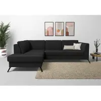 Sit&More Ecksofa SIT & MORE "Olsen L-Form", schwarz, B:248cm H:88cm T:201cm, 100% Polyester, Sofas, Ecksofa, inklusive Sitztiefenverstellung, optional Schlaffunktion, 15cm hoch