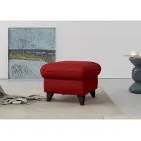 Sit&More Stauraumhocker SIT & MORE "Mellum", rot (bordeaux), B:58cm H:48cm T:58cm, 100% Polyester, Hocker, Stauraumhocker, mit Stauraum und wengefarbenen Holzfüßen