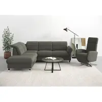 Sit&More Ecksofa SIT & MORE "Grenoble L-Form mit Federkern", grau (anthrazit), B:247cm H:85cm T:222cm, Sofas, Ecksofa, wahlweise mit Schlaffunktion, Bettkasten, Arm- und Kopfteilverstellung