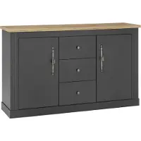 Otto Home Sideboard "Westminster, Schrank im Landhausstil, elegante Kommode", grau (dunkelgrau, wotan eiche), B:146cm H:95cm T:45cm, Sideboards, Sideboard