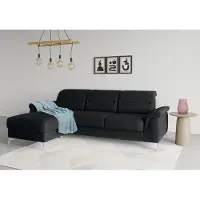 Sit&More Ecksofa SIT & MORE "Sinatra L-Form", schwarz, B:258cm H:85cm T:170cm, 98% Polyester, 2% Polyamid, Sofas, Ecksofa, mit Recamiere, optinal mit Kopfteilverstellung und Armteilfunktion
