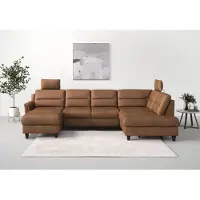 Sit&More Wohnlandschaft SIT & MORE "Farö U-Form", braun (cognac), B:325cm H:90cm T:187cm, Sofas, Wohnlandschaft, inklusive Federkern, wahlweise mit Schlaffunktion und Bettkasten