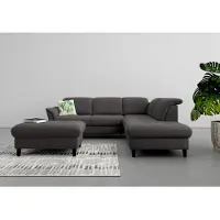 Sit&More Ecksofa SIT & MORE "Maggiore L-Form", grau (fango), B:261cm T:224cm, 95% Polyester, 5% Polyamid, Sofas, Ecksofa, wahlweise mit Kopfteilverstellung, Bettfunktion und Stauraum