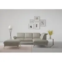 Sit&More Ecksofa SIT & MORE "Fashion L-Form", grau (hellgrau), B:250cm H:84cm T:207cm, Sofas, Ecksofa, wahlweise mit Kopfteilverstellung, Vorziehsitz, motorisch, Nickelfüße