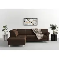 Sit&More Ecksofa SIT & MORE "Marano L-Form", braun (dunkelbraun), B:252cm T:216cm, 100% Polyester, Sofas, Ecksofa, inklusive Kopfteilverstellung, optional Schlaffunktion & Bettkasten