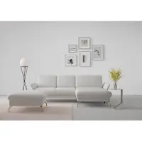 Sit&More Ecksofa SIT & MORE "Fashion L-Form", grau (hellgrau), B:253cm H:84cm T:165cm, Sofas, Ecksofa, wahlweise mit Kopfteilverstellung, Vorziehsitz, motorisch, Nickelfüße