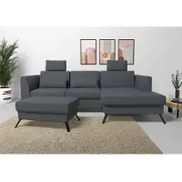 Sit&More Hocker SIT & MORE "Olsen", grau (dunkelgrau), B:89cm H:48cm T:59cm, 98% Polyester 2%Polyamid, Hocker, Hocker
