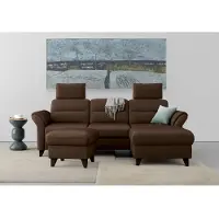 Sit&More Ecksofa SIT & MORE "Mellum L-Form", braun (dunkelbraun), B:250cm H:87cm T:163cm, 100% Polyester, Sofas, Ecksofa, Federkern, wahlweise mit Bettfunktion, Bettkasten und Armteilfunktion
