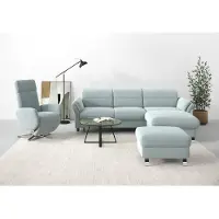 Sit&More Ecksofa SIT & MORE "Grenoble L-Form mit Federkern", blau (aqua), B:251cm H:85cm T:161cm, Sofas, Ecksofa, wahlweise mit Schlaffunktion, Bettkasten, Arm- und Kopfteilverstellung