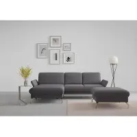Sit&More Ecksofa SIT & MORE "Fashion L-Form", braun (espresso), B:253cm H:84cm T:165cm, Sofas, Ecksofa, wahlweise mit Kopfteilverstellung, Vorziehsitz, motorisch, Nickelfüße