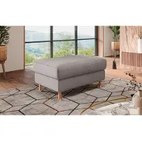 Otto Home Polsterhocker "Calypso", grau, B:100cm H:48cm T:65cm, 100%Polyester, Hocker, Polsterhocker, Holzfuesse mit Metallteller