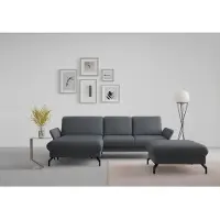 Sit&More Ecksofa SIT & MORE "Fashion L-Form", grau (dunkelgrau), B:253cm H:84cm T:165cm, Sofas, Ecksofa, wahlweise mit Kopfteilverstellung und Vorziehsitz, motorisch