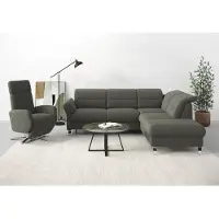 Sit&More Ecksofa SIT & MORE "Grenoble L-Form mit Federkern", grau (anthrazit), B:247cm H:85cm T:222cm, Sofas, Ecksofa, wahlweise mit Schlaffunktion, Bettkasten, Arm- und Kopfteilverstellung