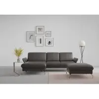 Sit&More Ecksofa SIT & MORE "Fashion L-Form", grau (anthrazit), B:253cm H:84cm T:165cm, Sofas, Ecksofa, wahlweise mit Kopfteilverstellung, Vorziehsitz, motorisch, Nickelfüße