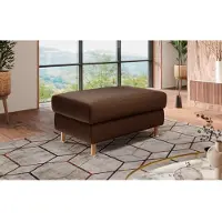 Otto Home Polsterhocker "Calypso", braun (dunkelbraun), B:100cm H:48cm T:65cm, 100%Polyester, Hocker, Polsterhocker, Holzfuesse mit Metallteller