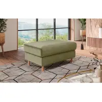 Home affaire Polsterhocker "Calypso", grün, B:100cm H:48cm T:65cm, 100%Polyester, Hocker, Polsterhocker, Holzfuesse mit Metallteller