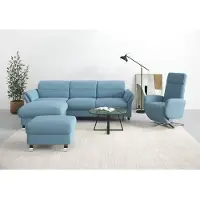 Sit&More Ecksofa SIT & MORE "Grenoble L-Form mit Federkern", blau (hellblau), B:251cm H:85cm T:161cm, Sofas, Ecksofa, wahlweise mit Schlaffunktion, Bettkasten, Arm- und Kopfteilverstellung