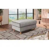 Home affaire Polsterhocker "Calypso", grau (hellgrau), B:100cm H:48cm T:65cm, 100%Polyester, Hocker, Polsterhocker, Holzfuesse mit Metallteller