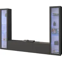 Inosign Wohnwand "Maruska", grau (anthrazit, anthrazit), B:260cm H:180cm T:30cm, Holzwerkstoff, Kastenmöbel-Sets, Wohnwand