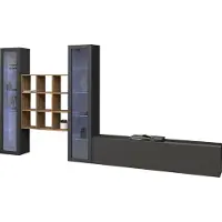 Inosign Wohnwand "Maruska", grau (anthrazit, anthrazit), B:350cm H:180cm T:30cm, Holzwerkstoff, Kastenmöbel-Sets, Wohnwand
