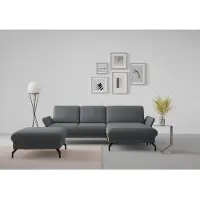 Sit&More Ecksofa SIT & MORE "Fashion L-Form", grau (dunkelgrau), B:253cm H:84cm T:165cm, Sofas, Ecksofa, wahlweise mit Kopfteilverstellung und Vorziehsitz, motorisch