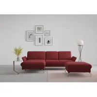 Sit&More Ecksofa SIT & MORE "Fashion L-Form", rot (bordeaux), B:253cm H:84cm T:165cm, Sofas, Ecksofa, wahlweise mit Kopfteilverstellung, Vorziehsitz, motorisch, Nickelfüße