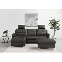 Sit&More Ecksofa SIT & MORE "Farö L-Form", grau (anthrazit), B:234cm H:90cm T:168cm, Sofas, Ecksofa, inklusive Federkern, wahlweise mit Bettfunktion und Bettkasten