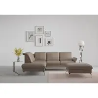 Sit&More Ecksofa SIT & MORE "Fashion L-Form", grau (taupe), B:250cm H:84cm T:207cm, Sofas, Ecksofa, wahlweise mit Kopfteilverstellung, Vorziehsitz, motorisch, Nickelfüße